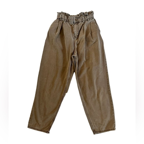 Zara 100% Cotton Paper Bag Pants Size 4 - Picture 1 of 16